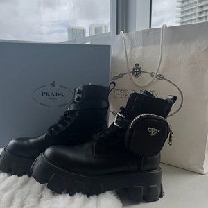 Prada Monolith Re-Nylon boots with pouch